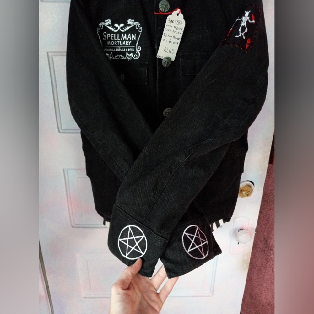 Custom Sabrina "hell witch" OOAK Rage tripp skull button jacket RARE PRICE FIRM - Picture 2 of 16